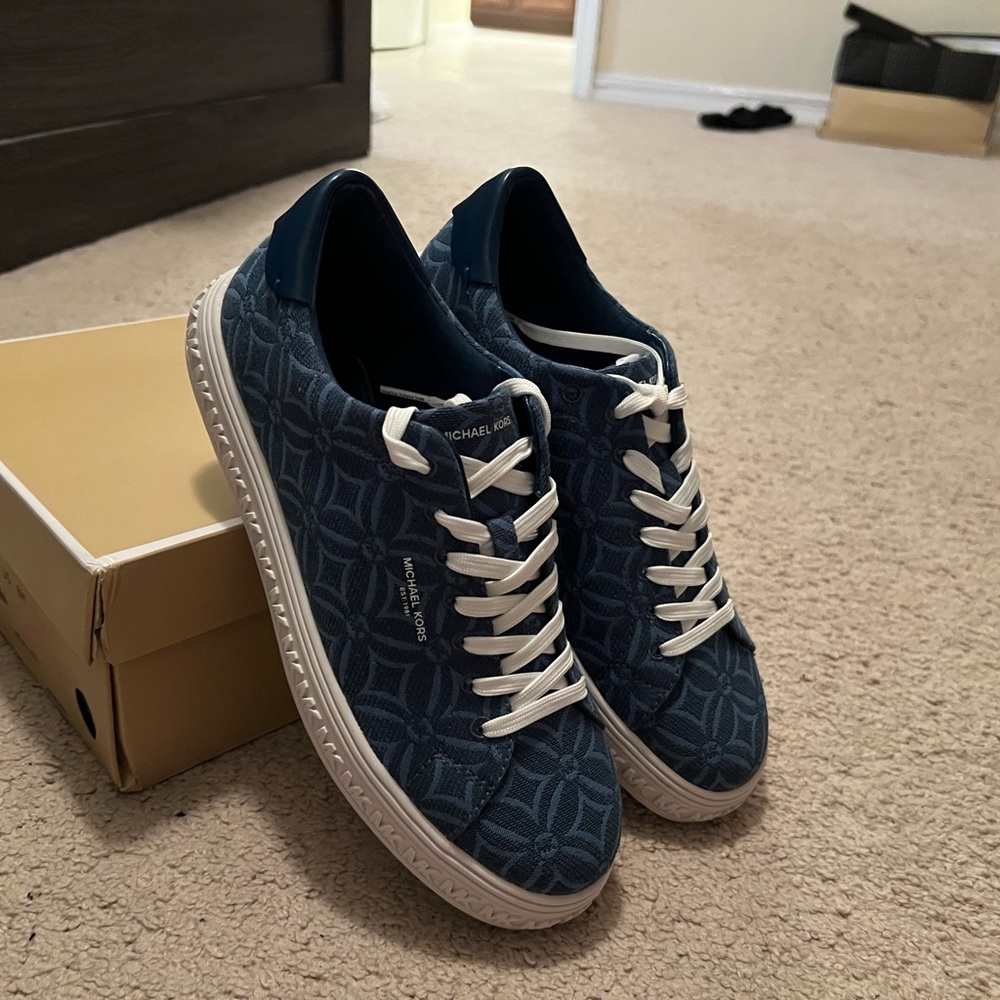 Michael Kors Blue Textured Sneakers